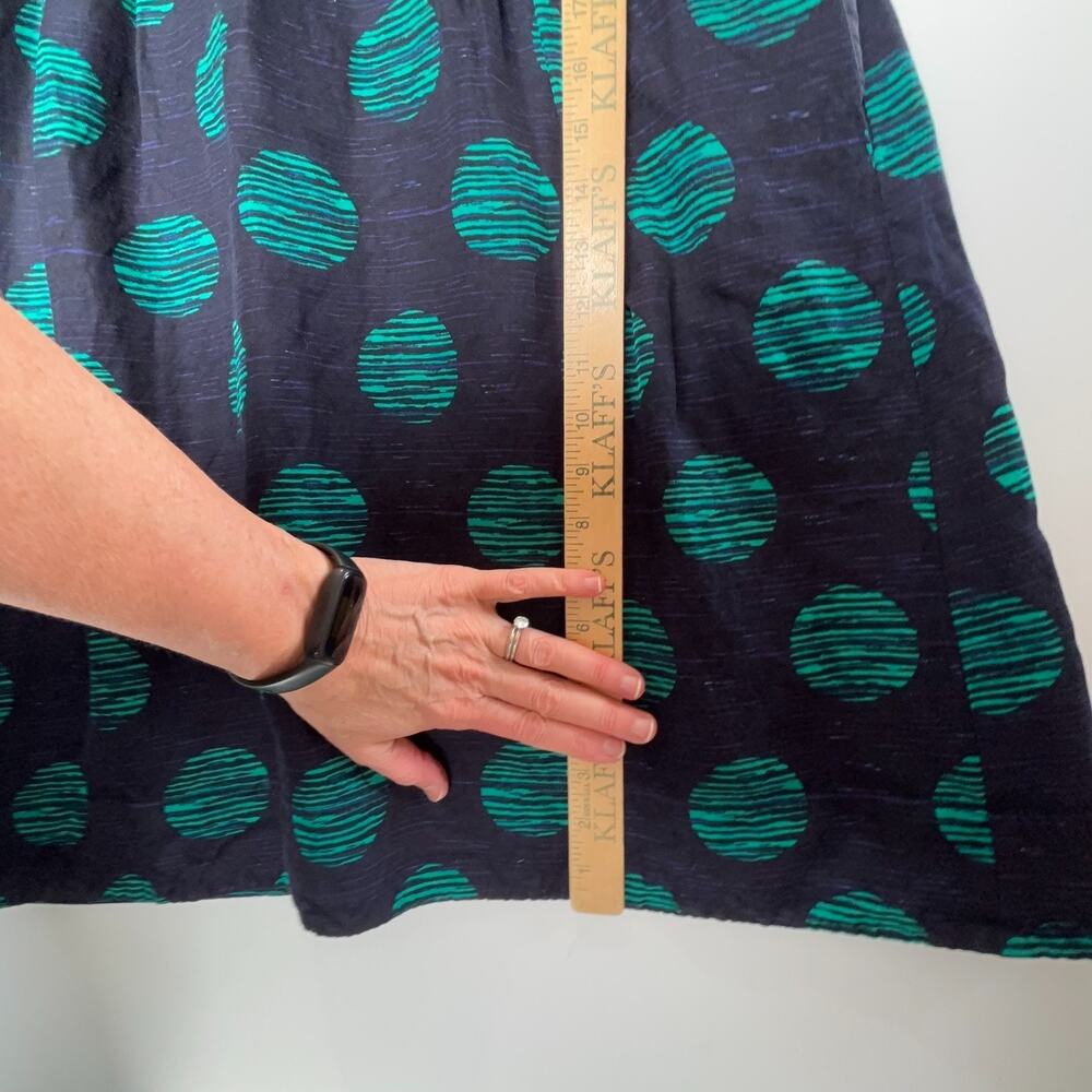 Banana Republic Polka Dot Linen Blend Dress Blue Green Sleeveless Womens 14 - Picture 14 of 15